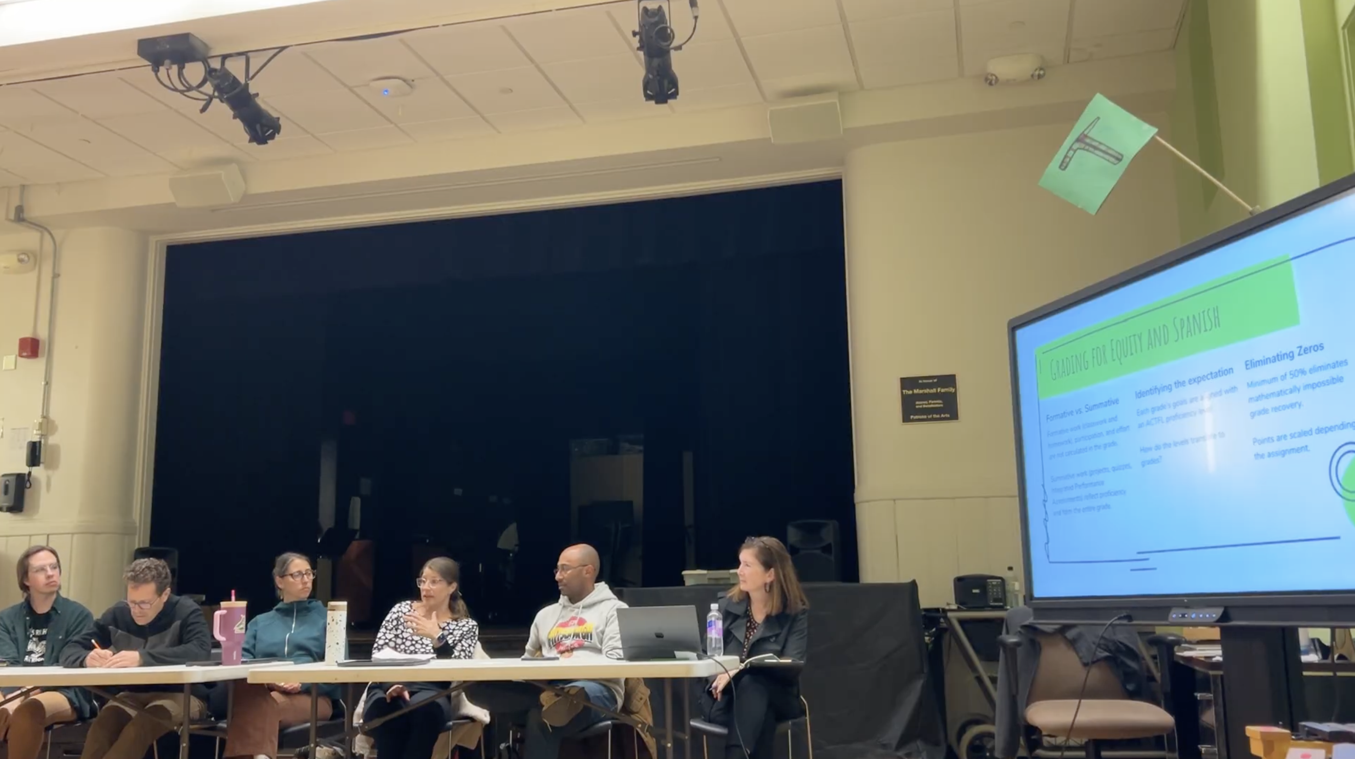 Faculty panel in the auditorium