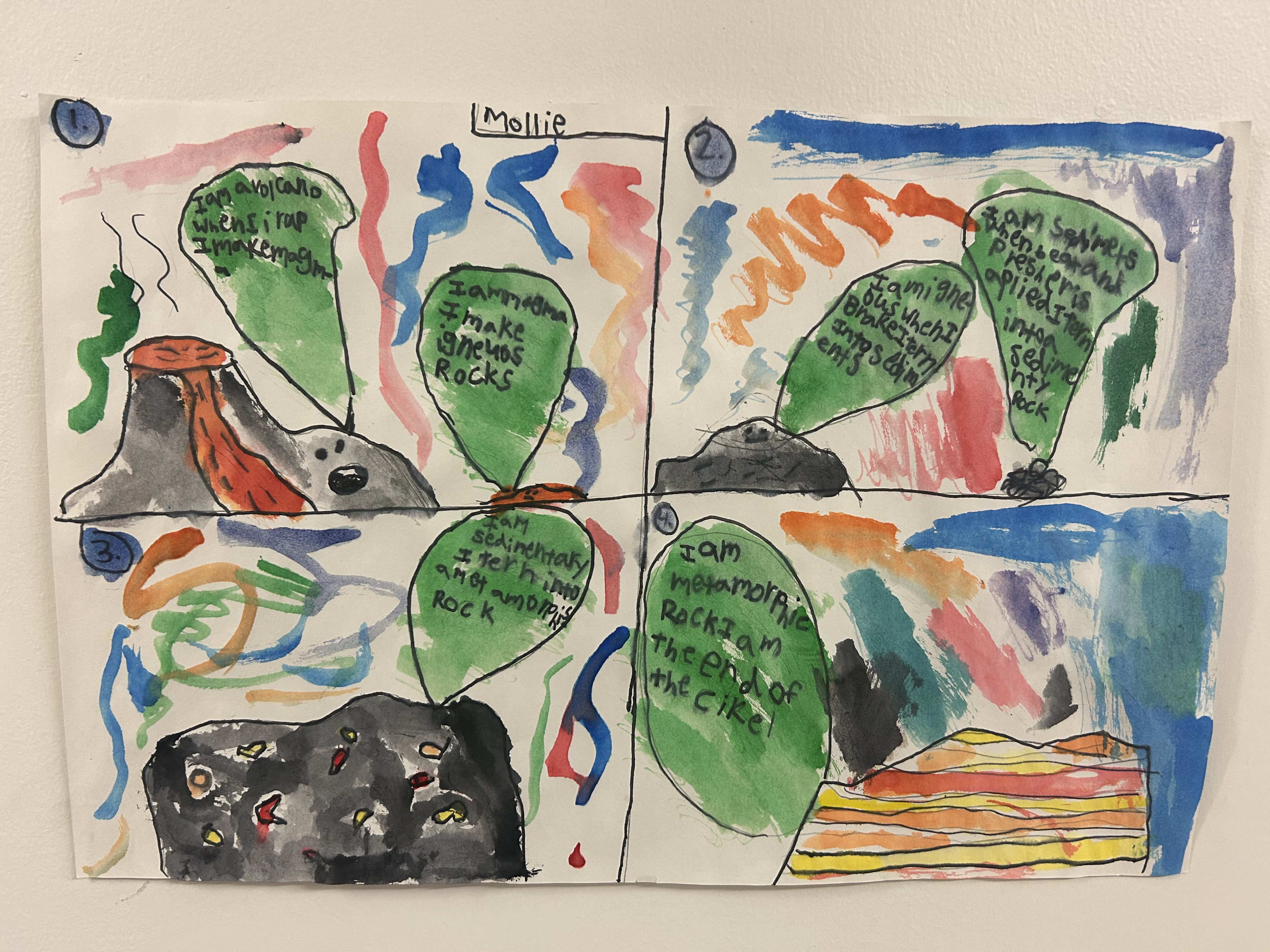 Student-made comic strip about the rock cycle